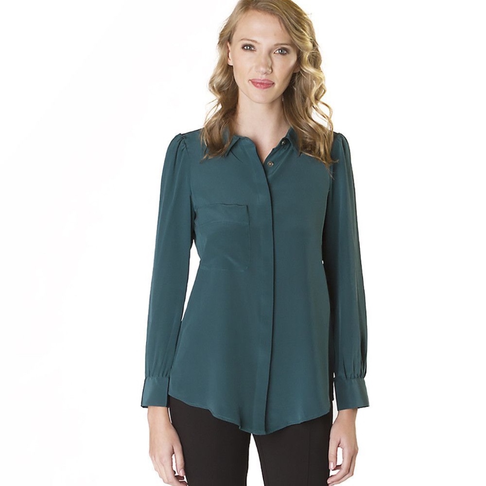 Annie Griffin Collection Blouse in Hunter Green